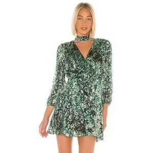 Alice + Olivia Rita Blouson Long Sleeve Mini Dress Size 14 NWT Silk Blend NWT